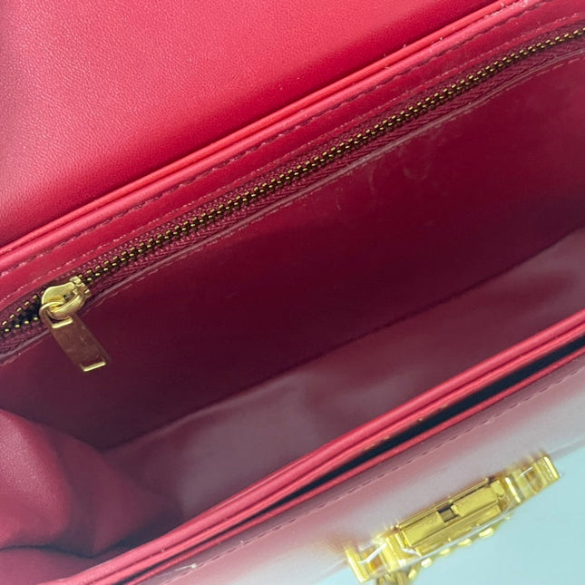 TRIPHOME 19 SADDLE BAG CHERRY RED CALFSKIN