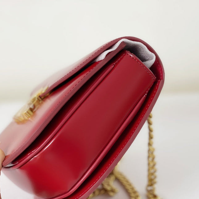 TRIPHOME 19 SADDLE BAG CHERRY RED CALFSKIN