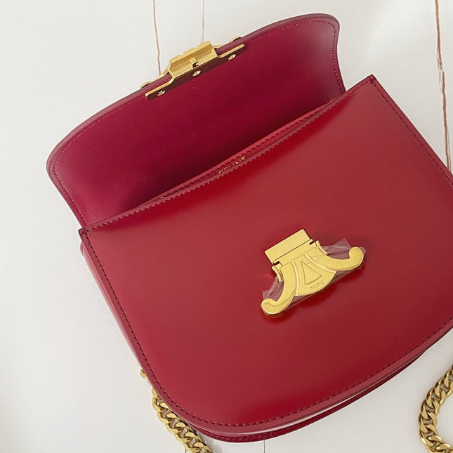 TRIPHOME 19 SADDLE BAG CHERRY RED CALFSKIN
