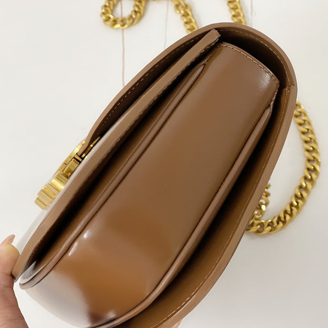 TRIPHOME 19 SADDLE BAG CARAMEL BROWN CALFSKIN