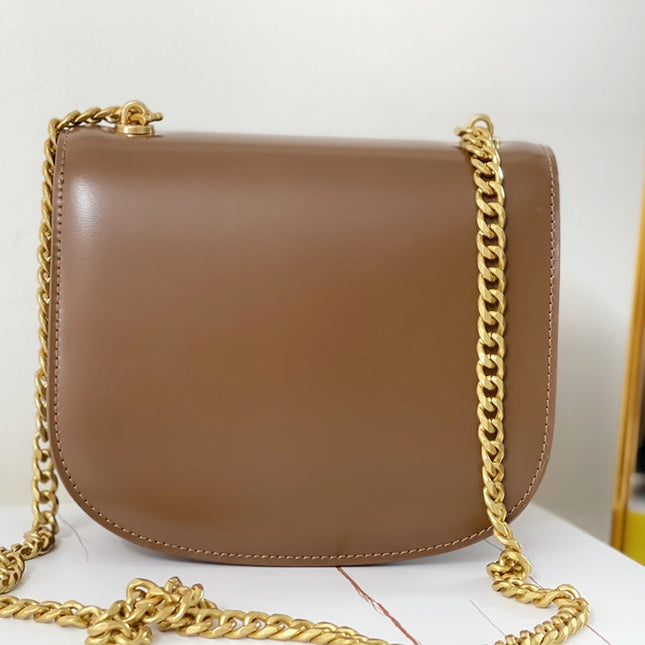 TRIPHOME 19 SADDLE BAG CARAMEL BROWN CALFSKIN