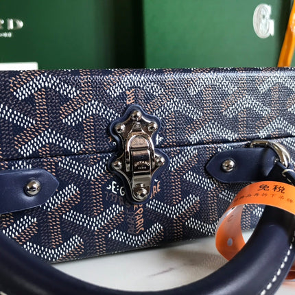 GRAND HÔTEL TRUNK BAG 24 IN NAVY BLUE GOYARDINE CANVAS AND CALFSKIN