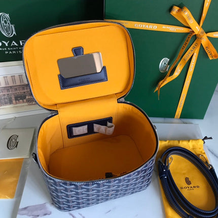 MUSE VANITY CASE 20 IN NAVY BLUE GOYARDINE CANVAS