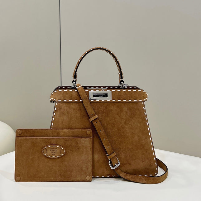 PEEKABOO ISEEU 33 IN SEPIA BROWN SUEDE SILVER HARDWARE