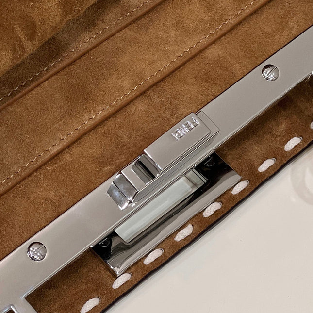 PEEKABOO ISEEU 33 IN SEPIA BROWN SUEDE SILVER HARDWARE