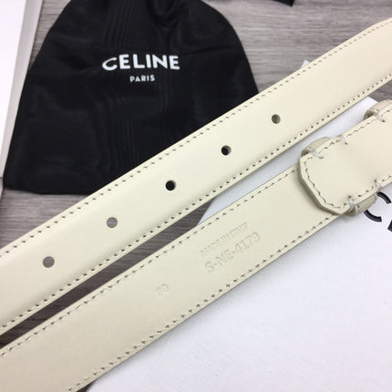 CL MEDIUM 25 MM TRIOMPHE BELT IN WHITE LEATHER GOLD HARDWARE
