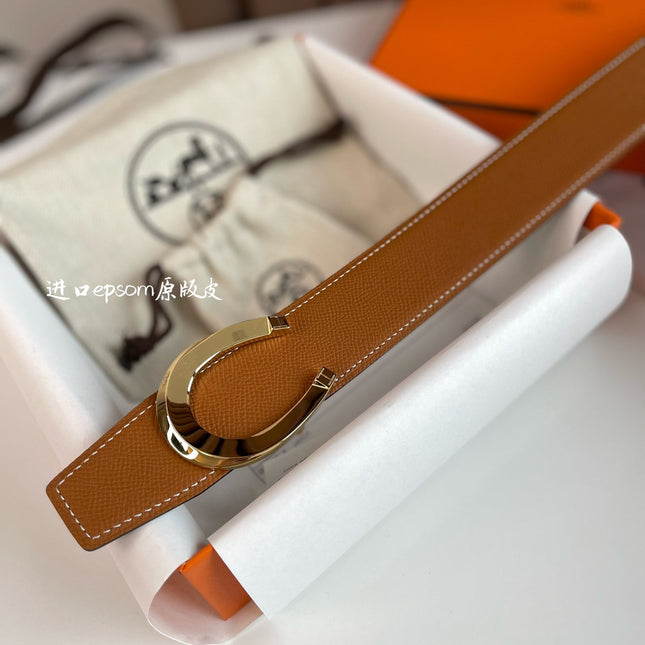 LUCK BELT BUCKLE & REVERSIBLE GINGER ORANGE LEATHER STRAP 38MM GOLDEN HARDWARE