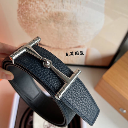 HM JUMBO BELT BUCKLE & REVERSIBLE CIDER ORANGE AND BLACK LEATHER STRAP 38 MM SILVER HARDWARE