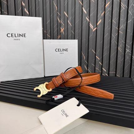 CL TRIOMPHE 25 MM BELT IN ORANGE CALFSKIN GOLD HARDWARE