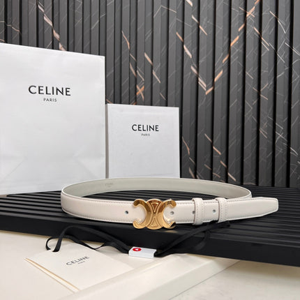 CL TRIOMPHE 25 MM BELT IN WHITE CALFSKIN GOLD HARDWARE