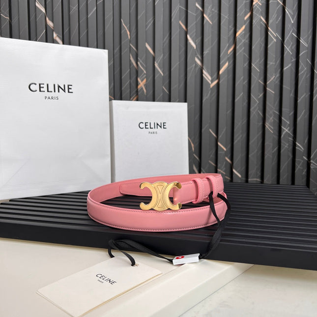 CL TRIOMPHE 25 MM BELT IN BLUSH PINK CALFSKIN GOLD HARDWARE