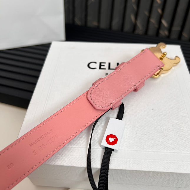 CL TRIOMPHE 25 MM BELT IN BLUSH PINK CALFSKIN GOLD HARDWARE