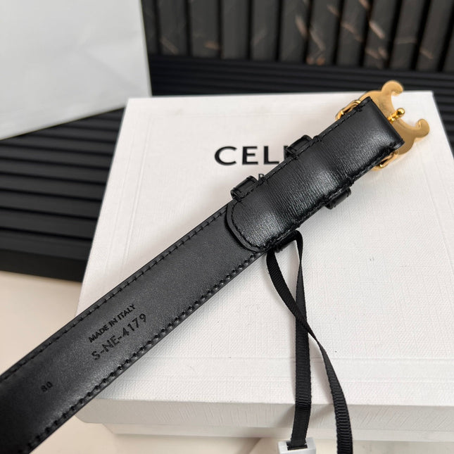 CL TRIOMPHE 25 MM BELT IN BLACK SOLF CALFSKIN GOLD HARDWARE