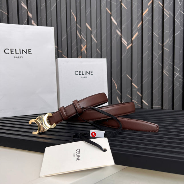 CL TRIOMPHE 25 MM BELT IN PENNY BROWN CALFSKIN GOLD HARDWARE