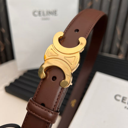 CL TRIOMPHE 25 MM BELT IN PENNY BROWN CALFSKIN GOLD HARDWARE