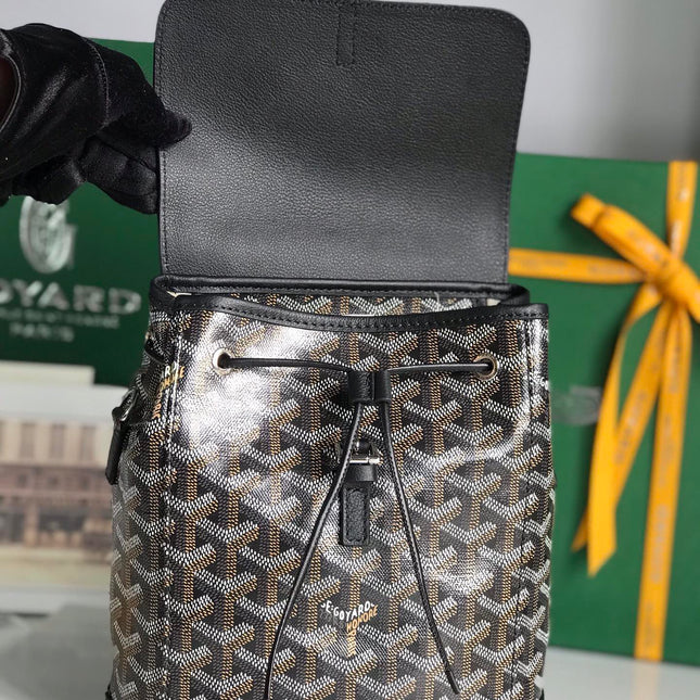 ALPIN MINI BACKPACK 21 IN BLACK LAMBSKIN AND GOYARDINE CANVAS