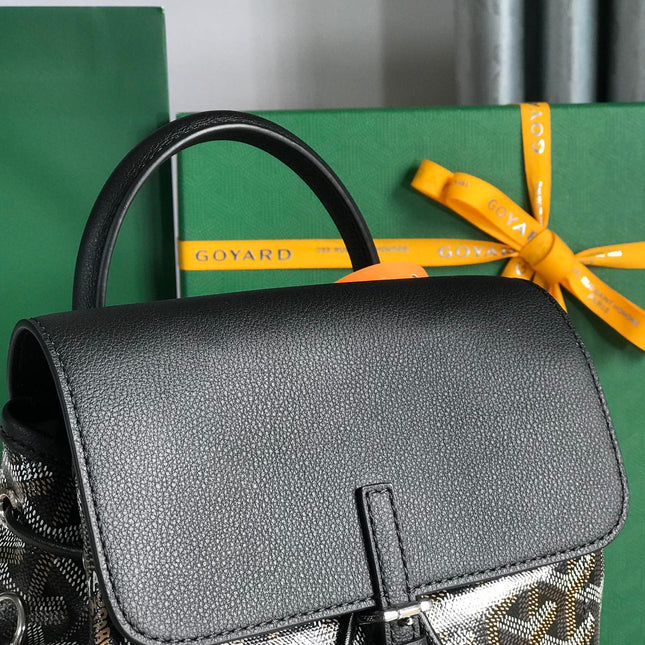 ALPIN MINI BACKPACK 21 IN BLACK LAMBSKIN AND GOYARDINE CANVAS