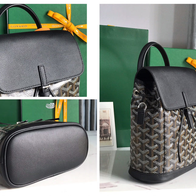 ALPIN MINI BACKPACK 21 IN BLACK LAMBSKIN AND GOYARDINE CANVAS