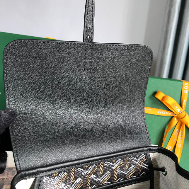 ALPIN MINI BACKPACK 21 IN BLACK LAMBSKIN AND GOYARDINE CANVAS