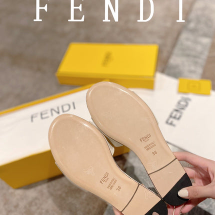 FENDI BAGUETTE SLIDES IN WHITE LAMBSKIN