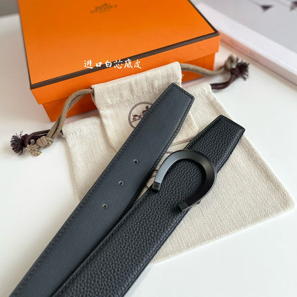 LUCK BELT BUCKLE & REVERSIBLE BLACK LEATHER STRAP 38MM BLACK HARDWARE