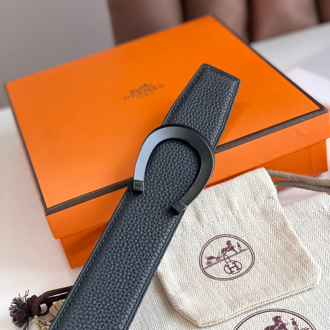 LUCK BELT BUCKLE & REVERSIBLE BLACK LEATHER STRAP 38MM BLACK HARDWARE