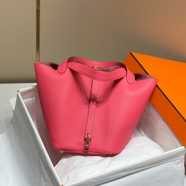 HM PICOTIN LOCK 18 RED PINK CALFSKIN