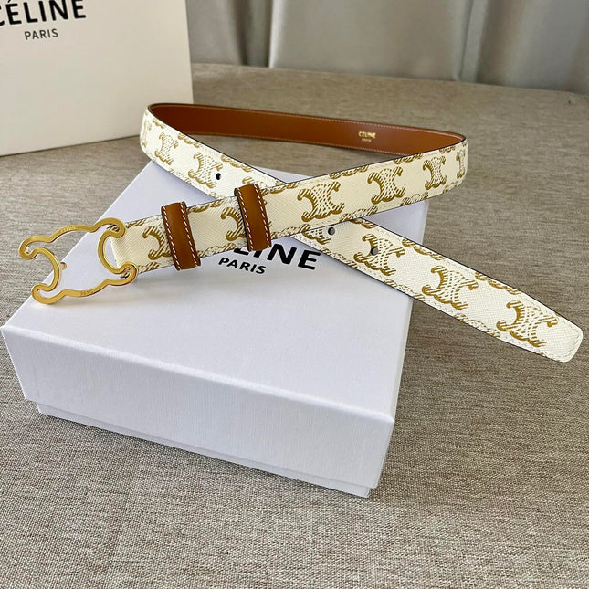 CL logo Cut-out Belt 25mm White Tan Triomphe Canvas Ghw