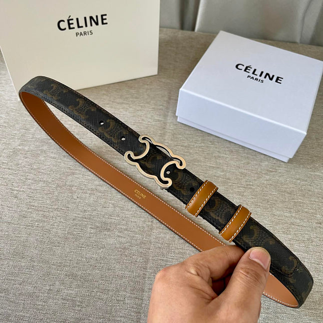CL logo Cut-out Belt 25mm Black Tan Triomphe Canvas Shw