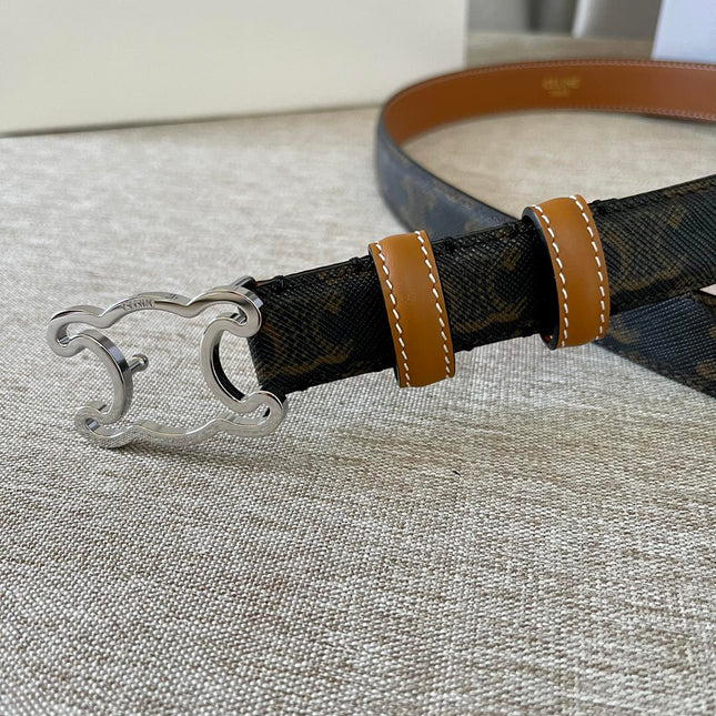 CL logo Cut-out Belt 25mm Black Tan Triomphe Canvas Shw