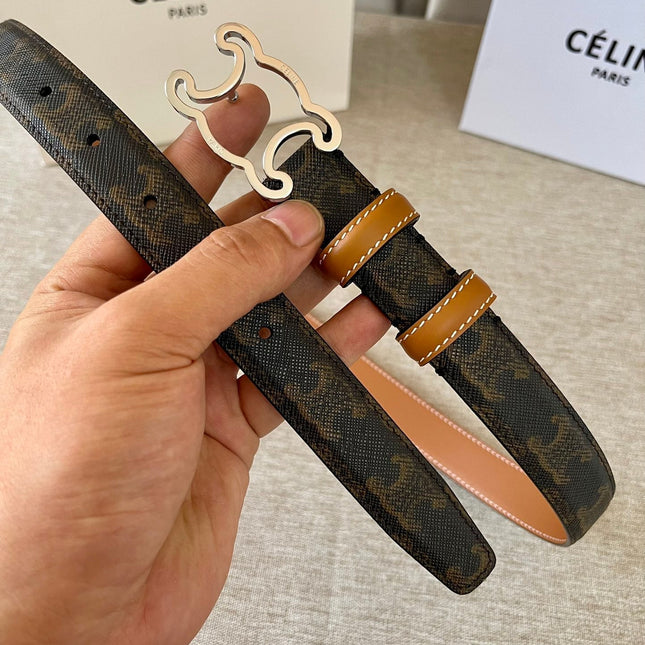 CL logo Cut-out Belt 25mm Black Tan Triomphe Canvas Shw