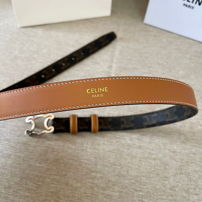 CL logo Cut-out Belt 25mm Black Tan Triomphe Canvas Shw