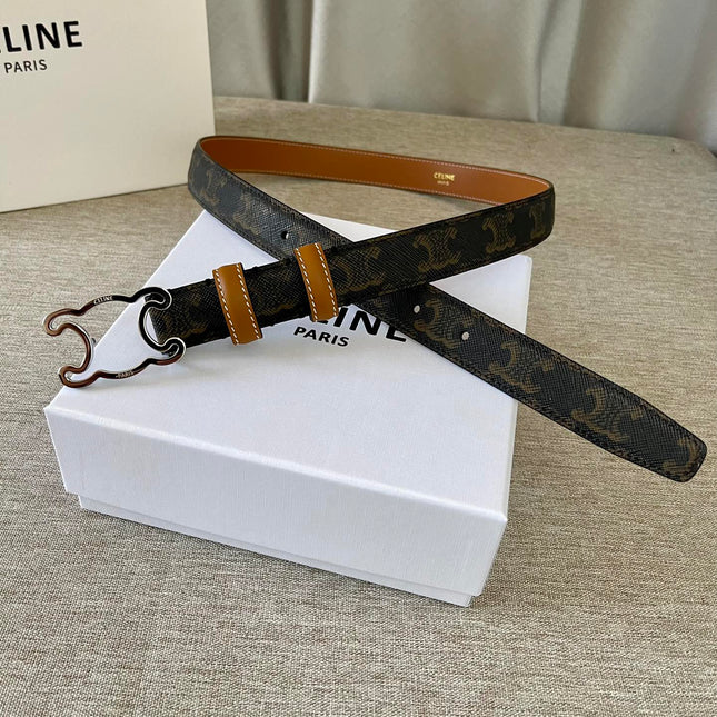 CL logo Cut-out Belt 25mm Black Tan Triomphe Canvas Shw