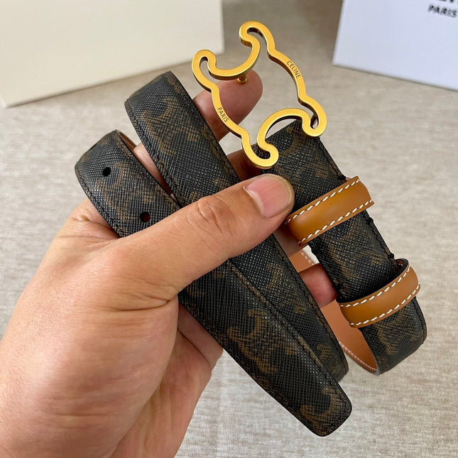 CL logo Cut-out Belt 25mm Black Tan Triomphe Canvas Ghw