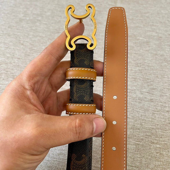 CL logo Cut-out Belt 25mm Black Tan Triomphe Canvas Ghw