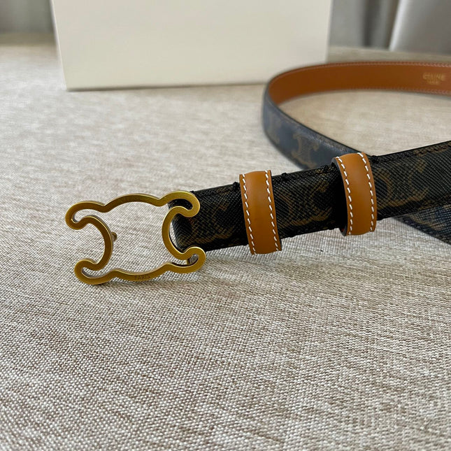 CL logo Cut-out Belt 25mm Black Tan Triomphe Canvas Ghw