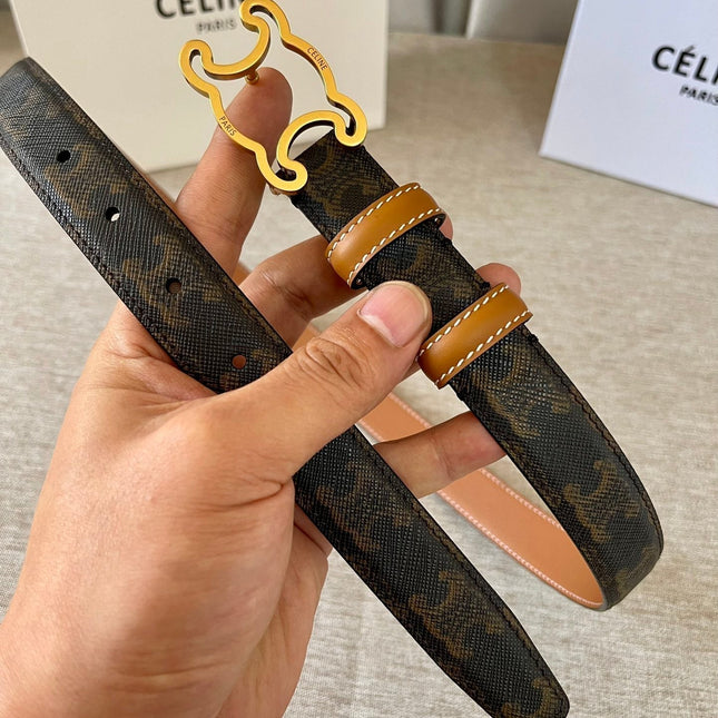 CL logo Cut-out Belt 25mm Black Tan Triomphe Canvas Ghw