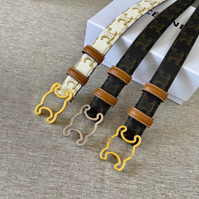 CL logo Cut-out Belt 25mm Black Tan Triomphe Canvas Ghw