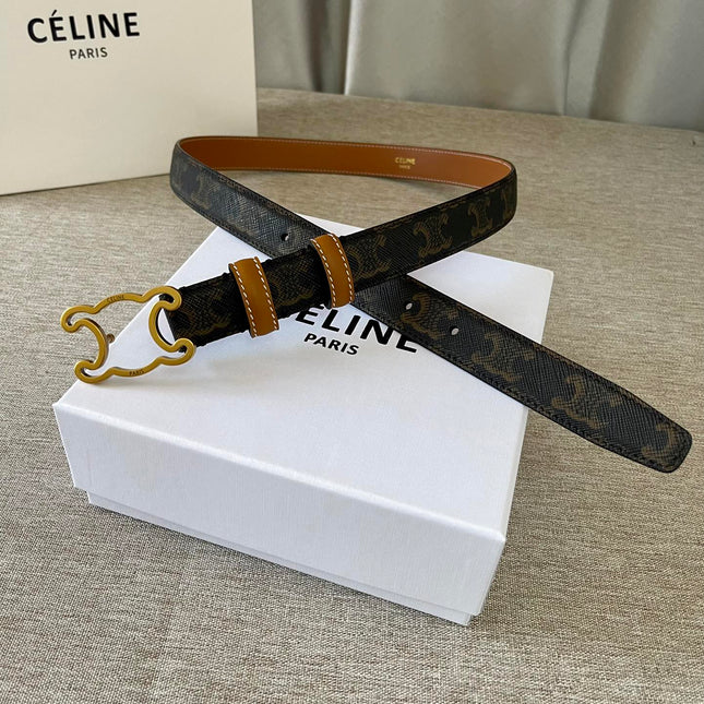 CL logo Cut-out Belt 25mm Black Tan Triomphe Canvas Ghw