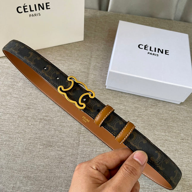 CL logo Cut-out Belt 25mm Black Tan Triomphe Canvas Ghw
