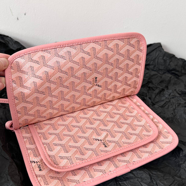 PLUMET POCKET WALLET 20 IN PINK GOYARDINE CANVAS AND LAMBSKIN TRIM