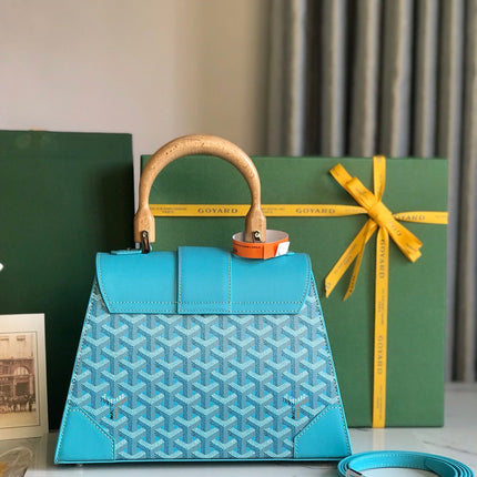 SAÏGON PM BAG 28 IN LIGHT BLUE GOYARDINE CANVAS AND CALFSKIN