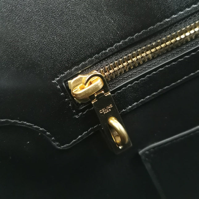 CONTI BAG 36 IN BLACK CALFSKIN GOLD HARDWARE
