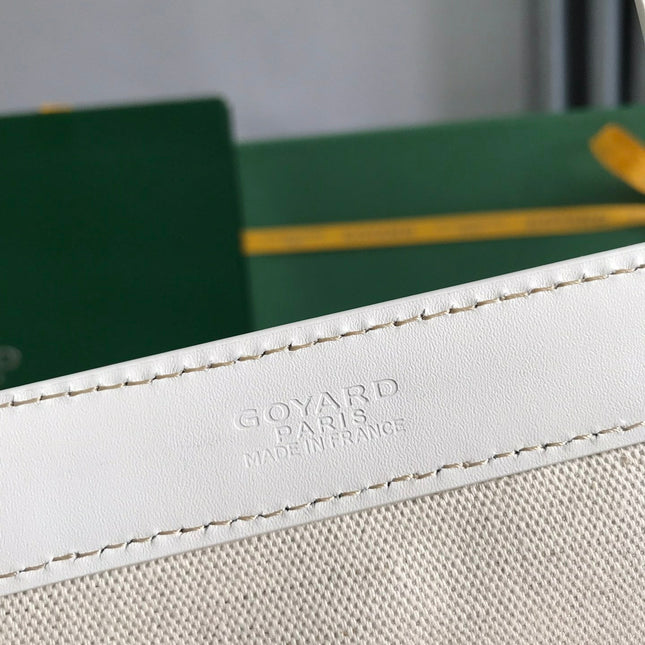 BELLECHASSE BIAUDE PM BAG 36 IN WHITE GOYARDINE CANVAS AND CALFSKIN TRIM