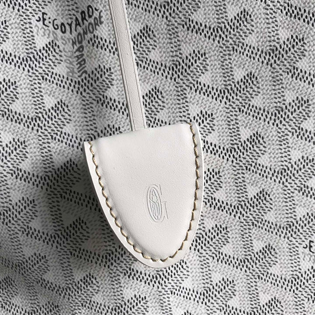 BELLECHASSE BIAUDE PM BAG 36 IN WHITE GOYARDINE CANVAS AND CALFSKIN TRIM