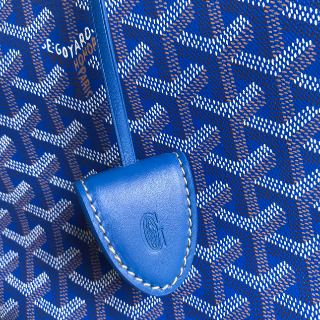 BELLECHASSE BIAUDE PM BAG 36 IN BLUE GOYARDINE CANVAS AND CALFSKIN TRIM