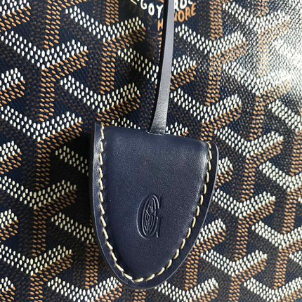 BELLECHASSE BIAUDE PM BAG 36 IN NAVY BLUE GOYARDINE CANVAS AND CALFSKIN TRIM