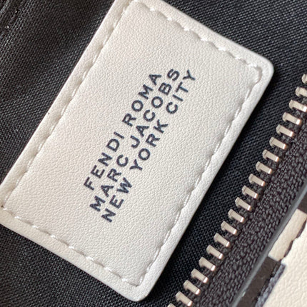 FENDIGRAPHY SMALL 29 IN WHITE MIX BLACK SMOOTH CALFSKIN SILVER HARDWARE