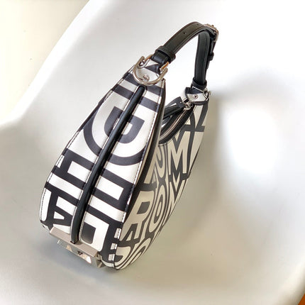 FENDIGRAPHY SMALL 29 IN WHITE MIX BLACK SMOOTH CALFSKIN SILVER HARDWARE