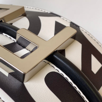 FENDIGRAPHY SMALL 29 IN WHITE MIX BLACK SMOOTH CALFSKIN SILVER HARDWARE